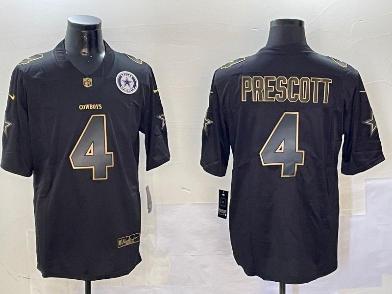 Men Dallas Cowboys #4 Prescott Black Gold 2024 Nike Limited NFL Jersey style 01081